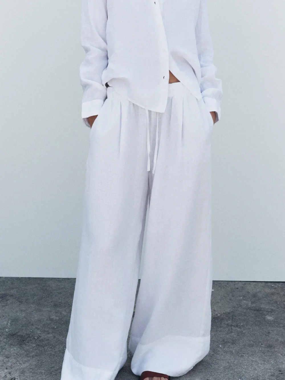 Zara LINEN PALAZZO PANTS